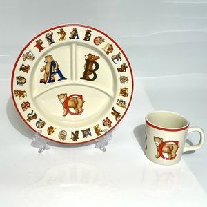 Tiffany Alphabet Bear Child Plate and Cup Set